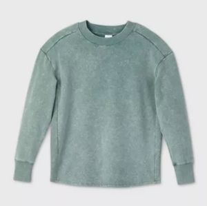 Deep Teal Tie-Dye Fleece Crewneck Pullover